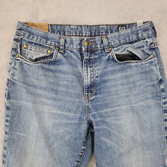 Vtg Y2k Chaps Mens Straight Fit Denim Jeans 36/32 Light Blue Frayed Hem   JCT - Picture 6 of 9